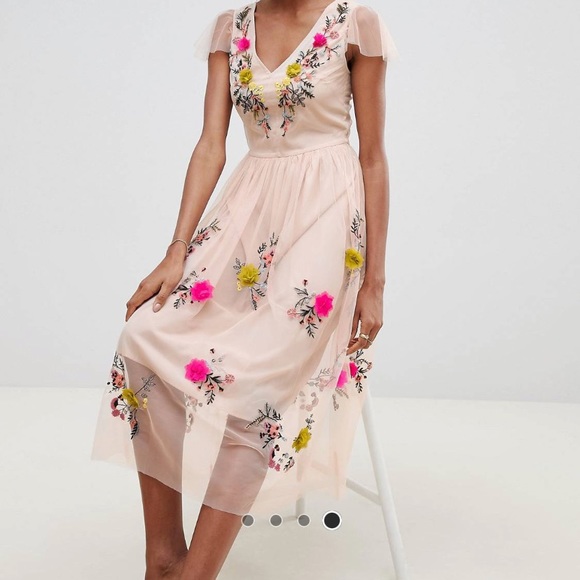 NEW Midi Dress with floral embroidery - Picture 2 of 4